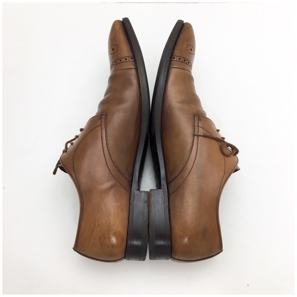 Prada Cap-Toe Oxford Leather Dress Shoes Tan Brown - Picture 6 of 8